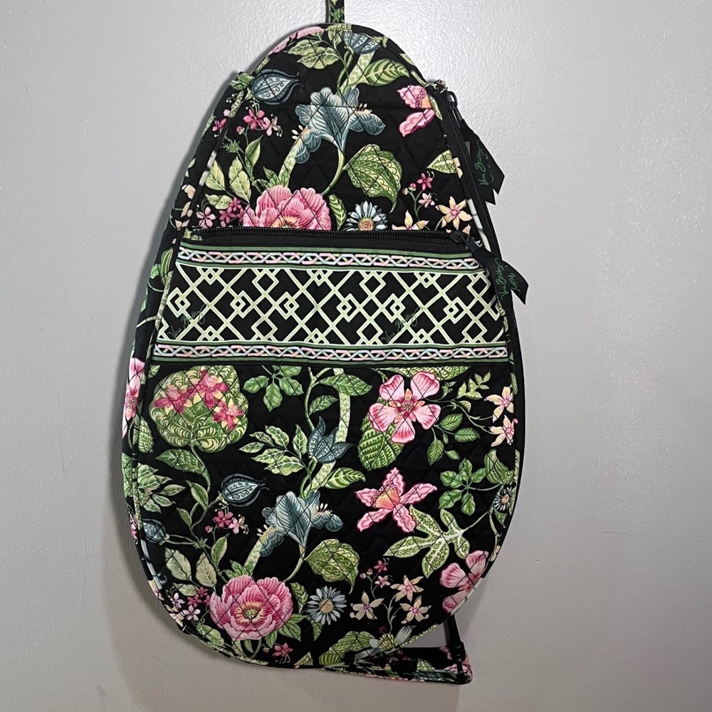 Vera Bradley Night and Day Quilted Floral Tennis Racket Backpack Sling Bag Vtg - Picture 1 of 8